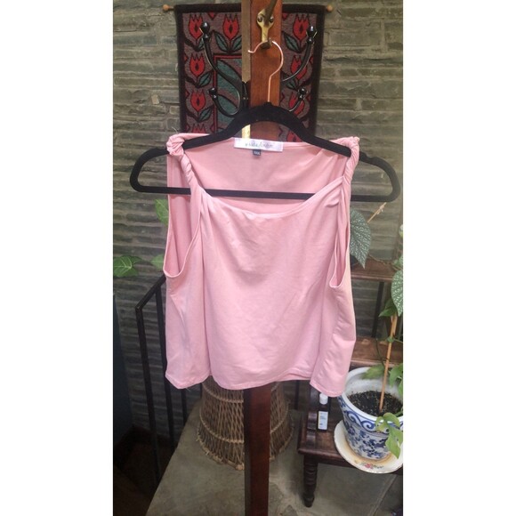 By Nadia Aboulhosn Baby Pink Crop Top and Tie Up Skirt Set 3X - Picture 6 of 10